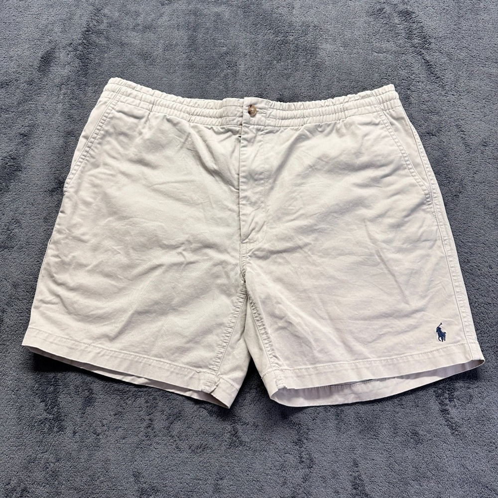 Polo Ralph Lauren Shorts Mens XL Tan Classic Fit 6 Inseam Chino Elastic Waist